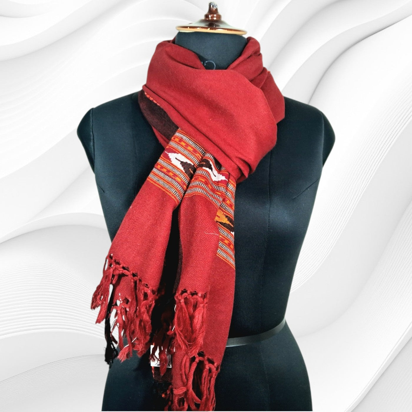 Yak Wool Stole | Red Colour | Handwoven