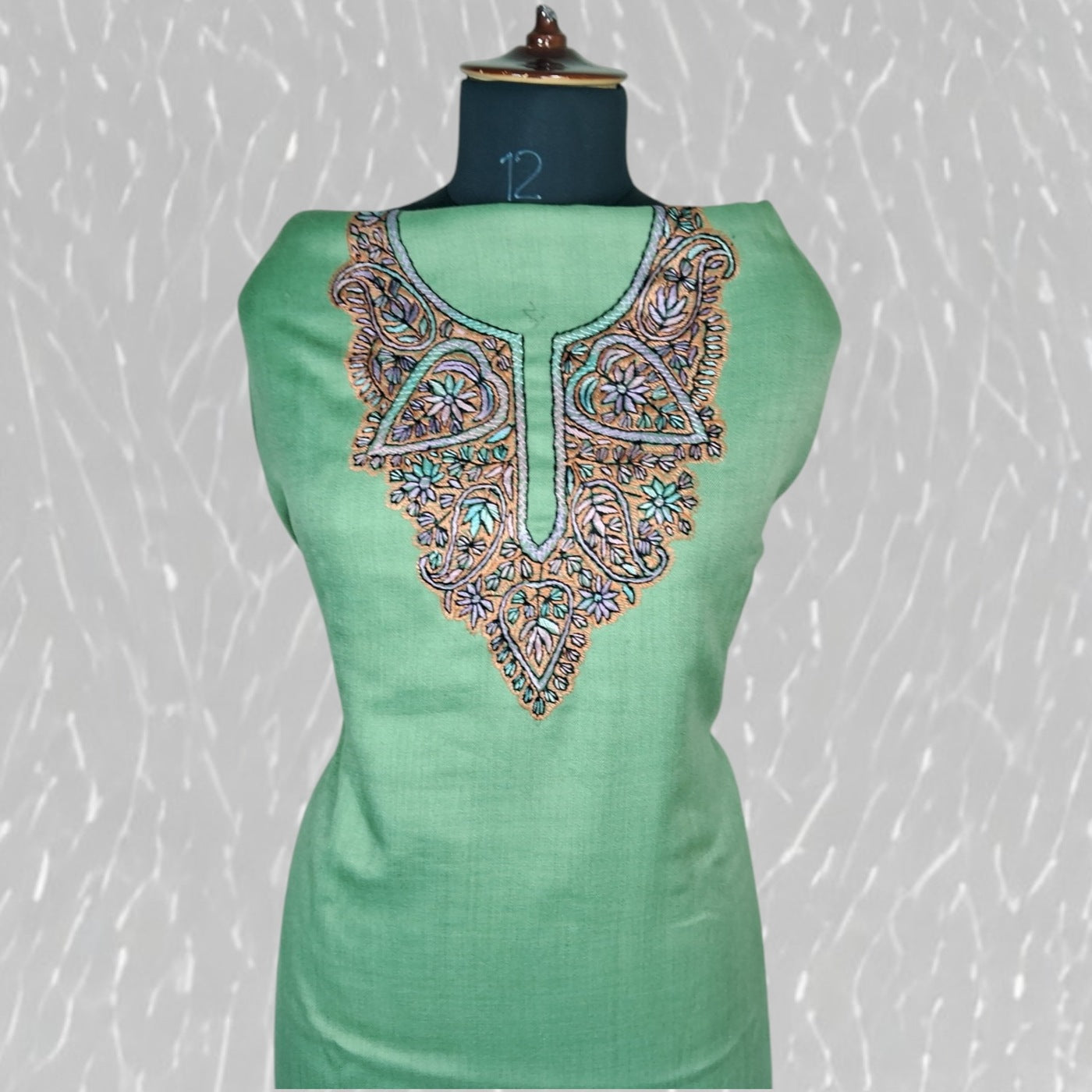 Kashmiri Sozni Work Suit | Woollen Suit | Unstitched Suit