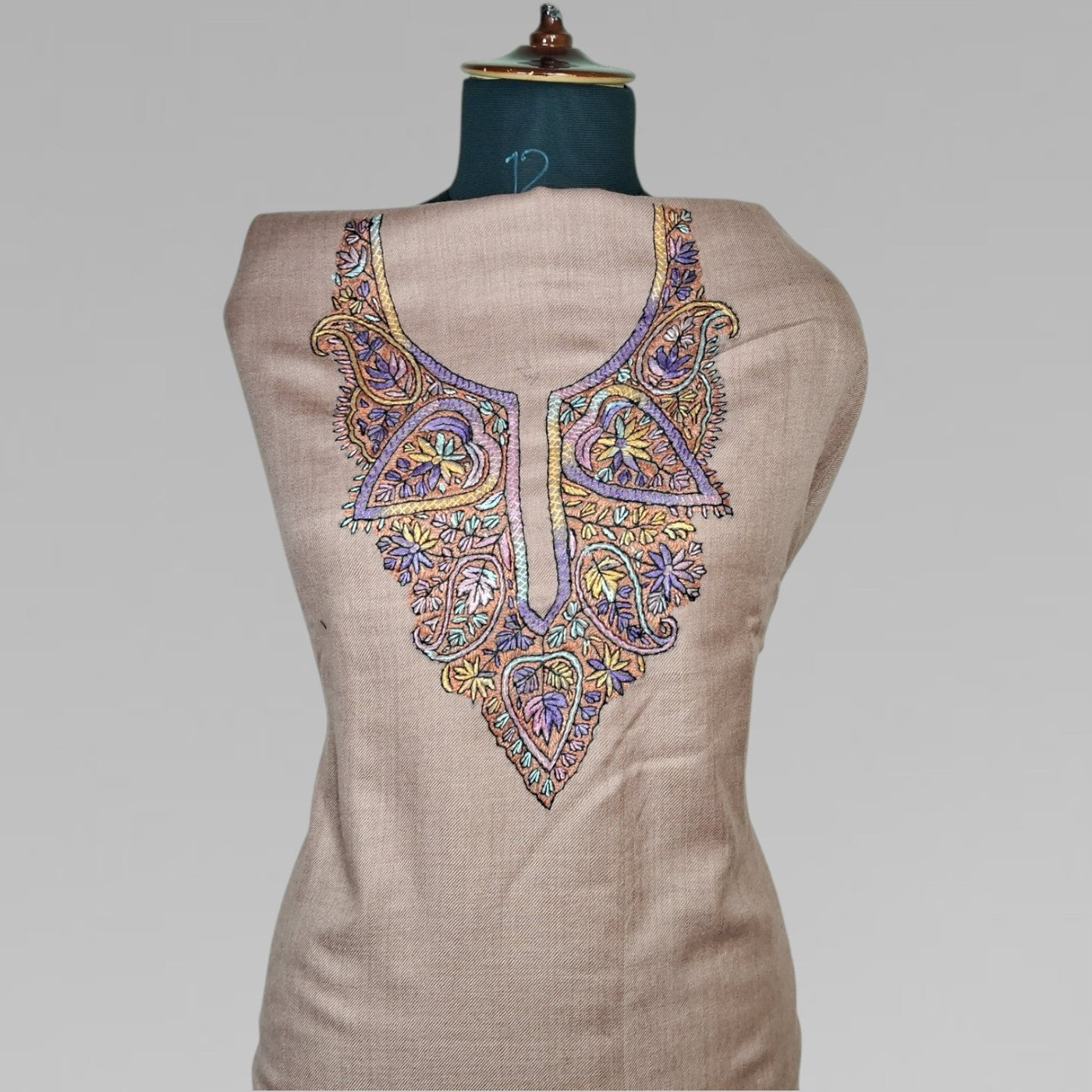 Kashmiri Sozni Work Suit | Woollen Suit | Unstitched Suit