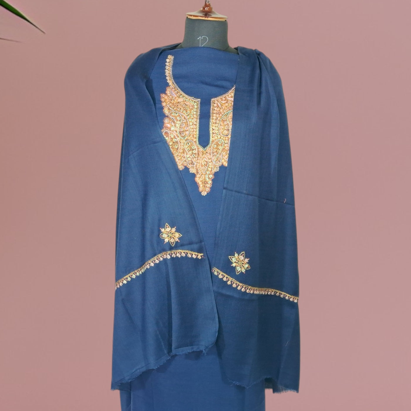 Kashmiri Sozni Work Suit | Woollen Suit | Unstitched Suit