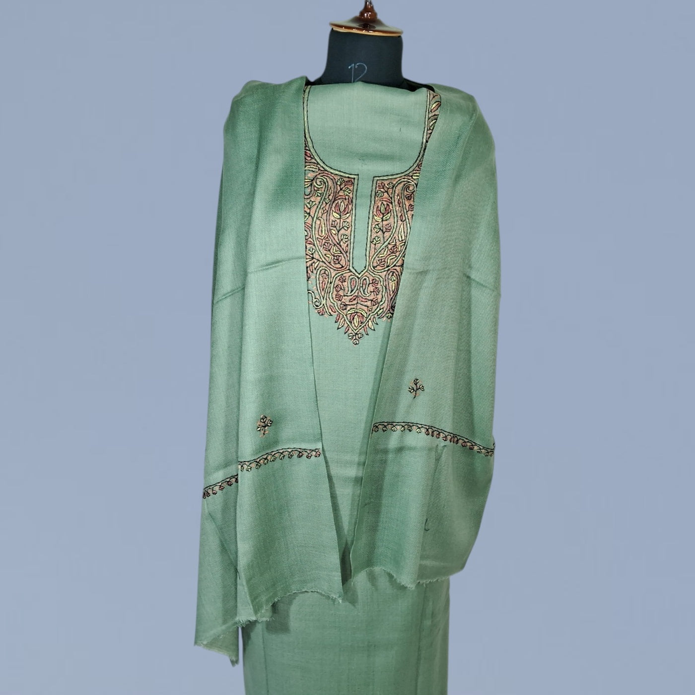 Kashmiri Sozni Work Suit | Woollen Suit | Unstitched Suit