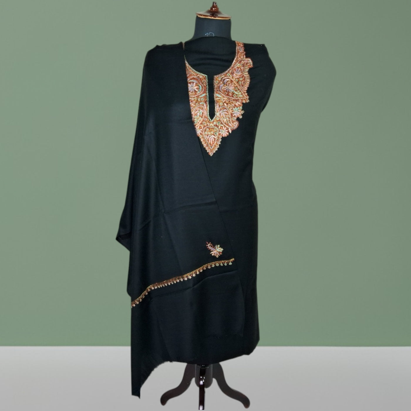 Kashmiri Sozni Work Suit | Woollen Suit | Unstitched Suit