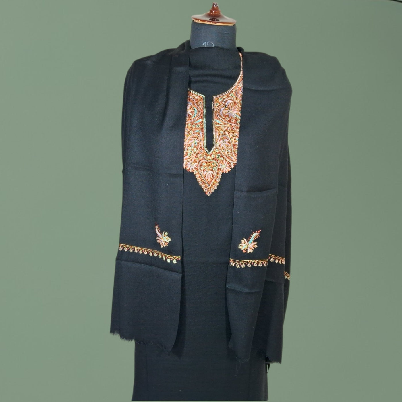 Kashmiri Sozni Work Suit | Woollen Suit | Unstitched Suit