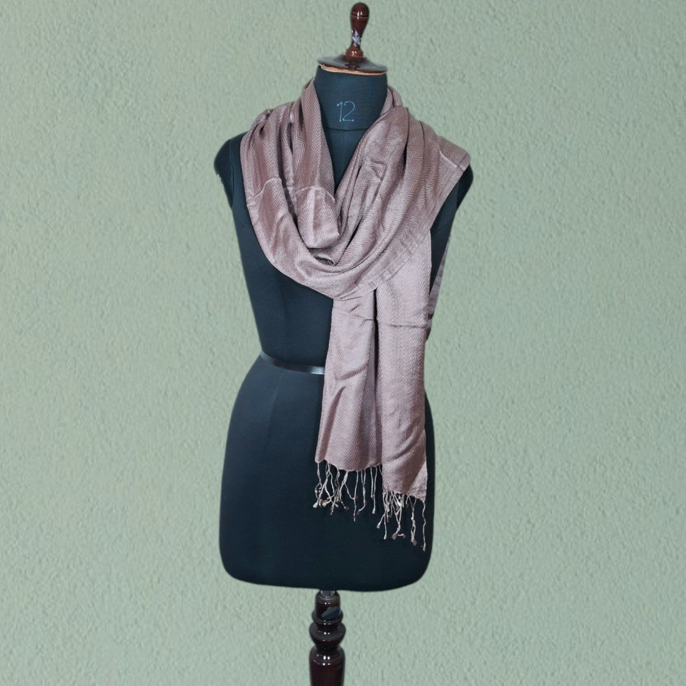 Silk Wool Stole | Large Scarf Wrap | Wave Design Stole