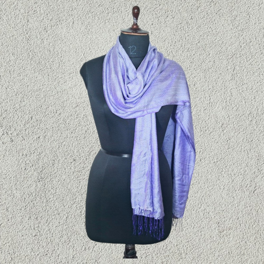 Silk Wool Stole | Large Scarf Wrap | Wave Design Stole - ZANSKAR ARTS