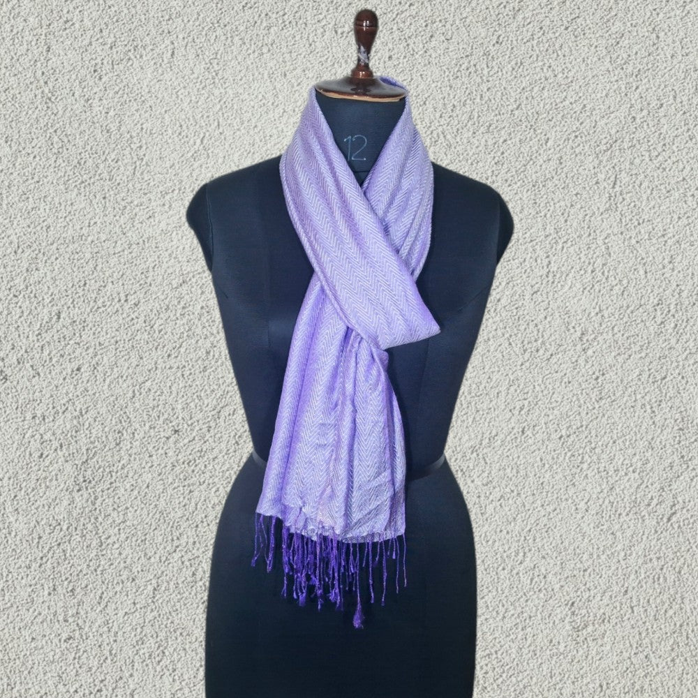 Silk Wool Stole | Large Scarf Wrap | Wave Design Stole - ZANSKAR ARTS