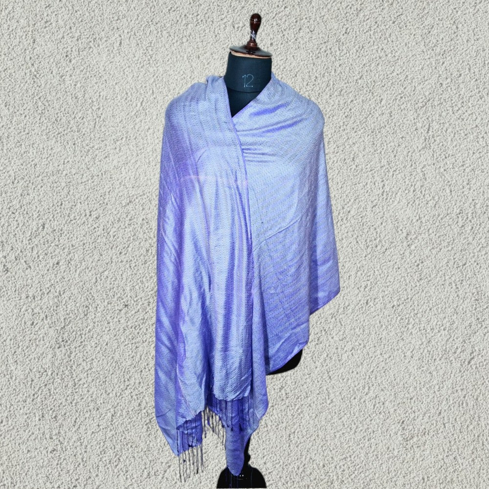 Silk Wool Stole | Large Scarf Wrap | Wave Design Stole - ZANSKAR ARTS