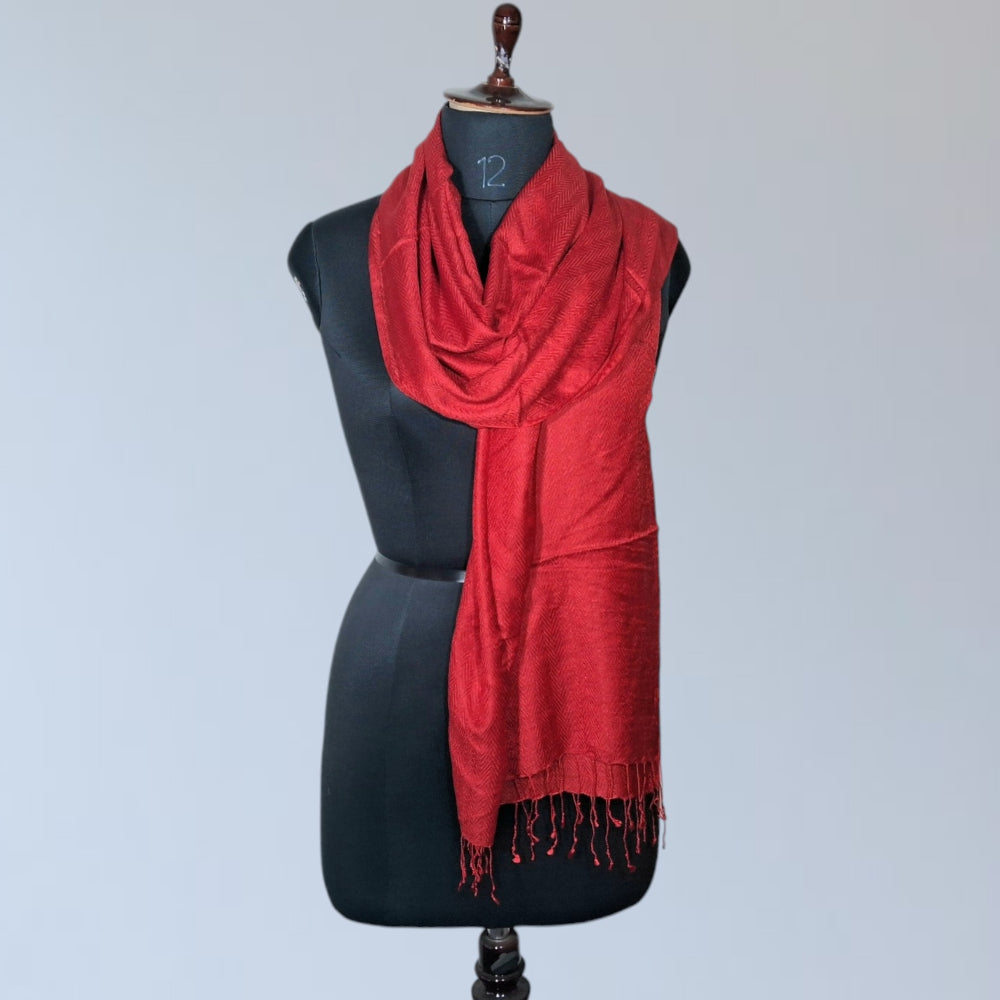 Silk Wool Stole | Large Scarf Wrap | Wave Design Stole - ZANSKAR ARTS