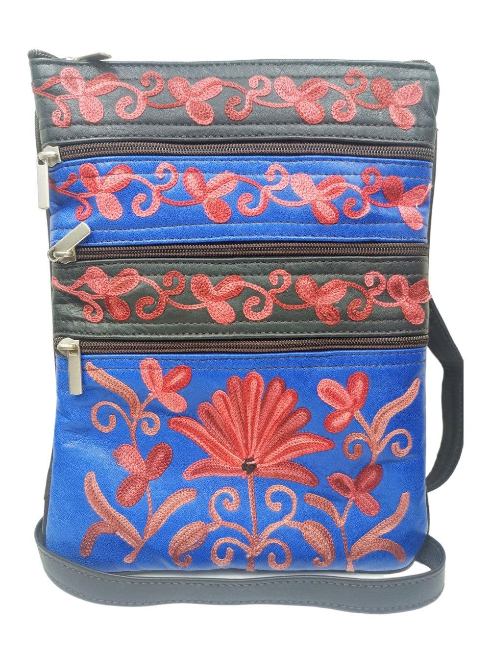 Kashmiri Embroided Sling Bag | Plain 5 Zipper | Sling Bag For Girls - ZANSKAR ARTS