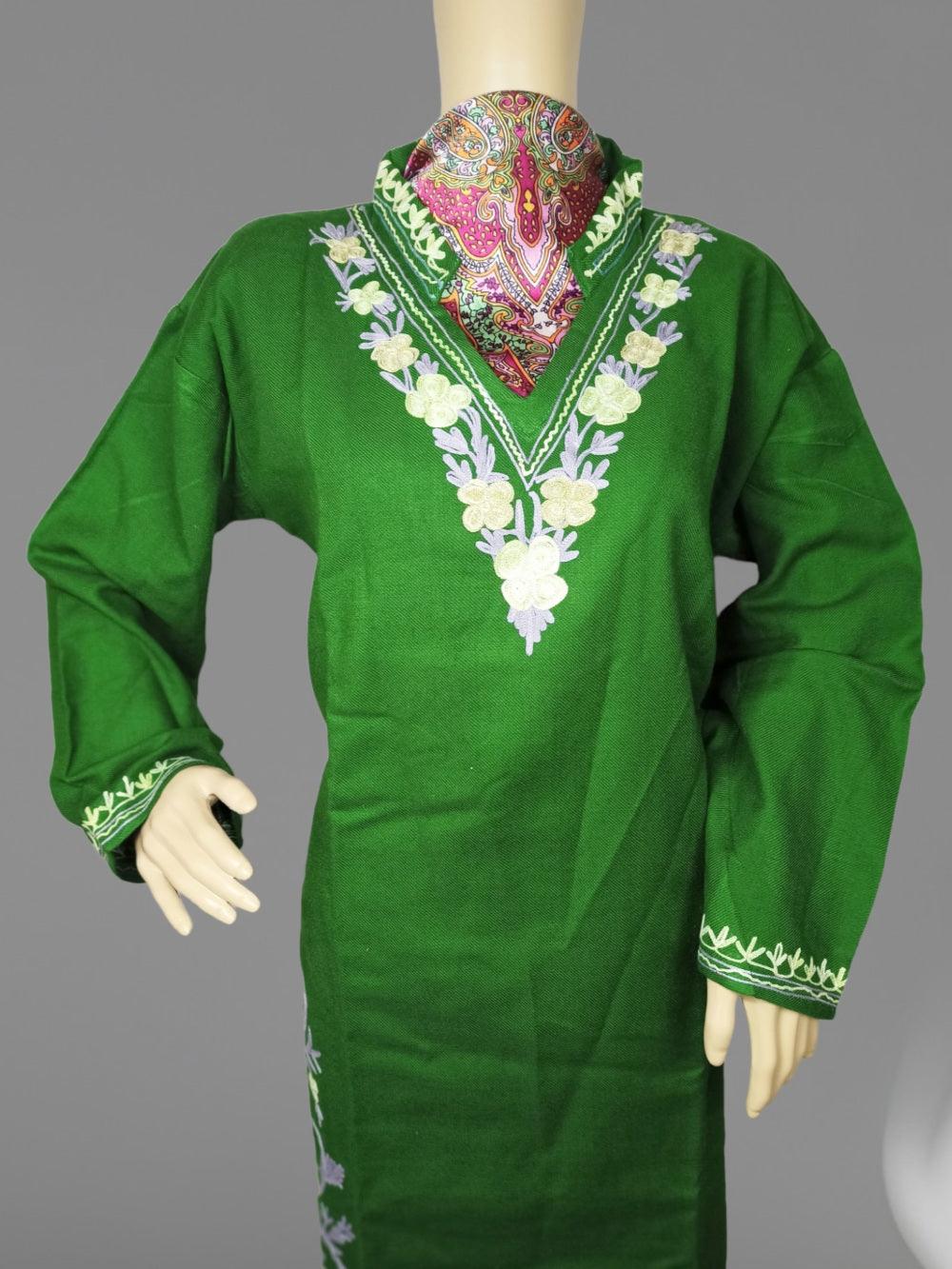 Woollen Long kurties | Coller V-Neck - ZANSKAR ARTS