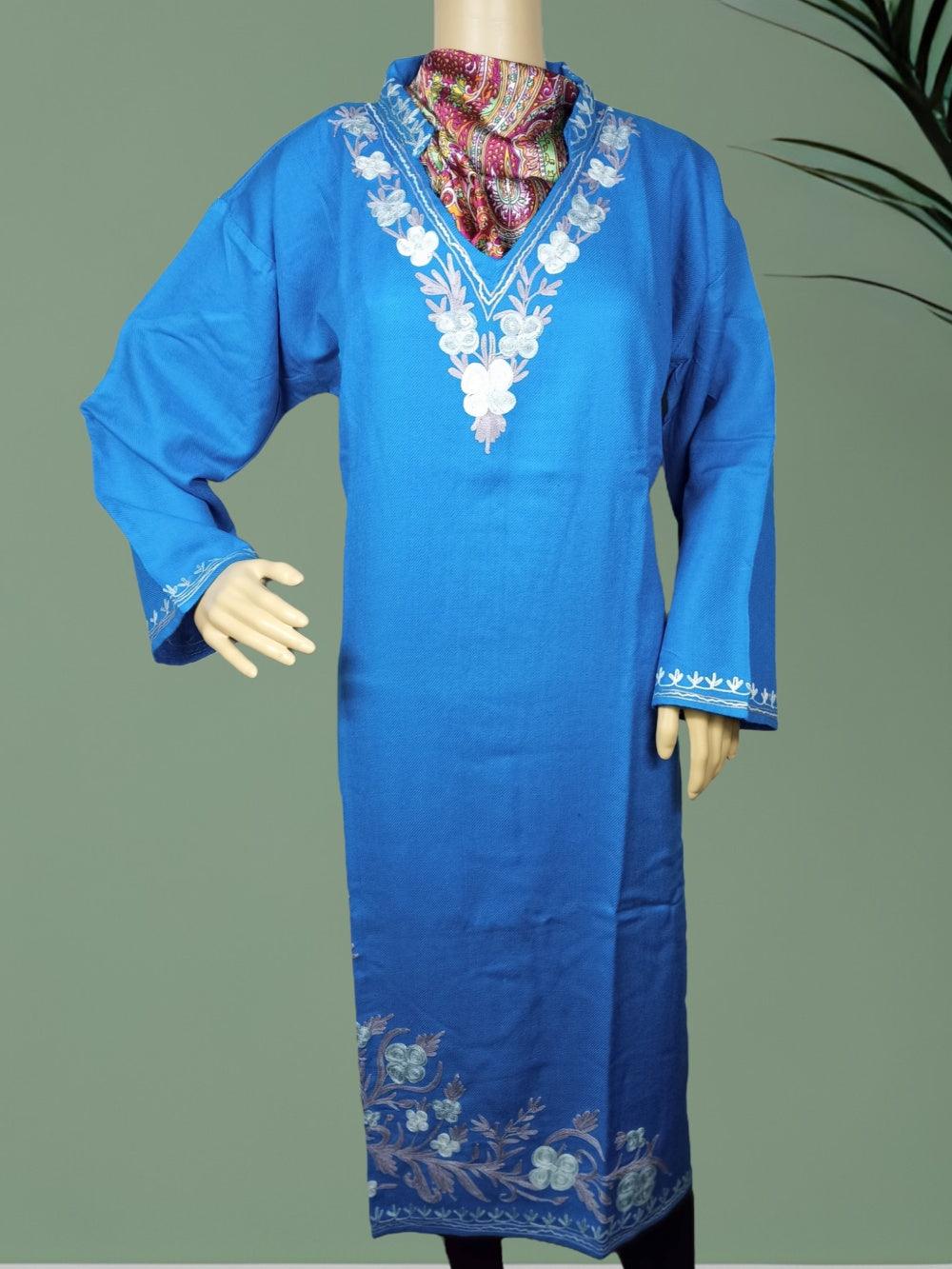 Woollen Long Kurties | Coller V-Neck - ZANSKAR ARTS