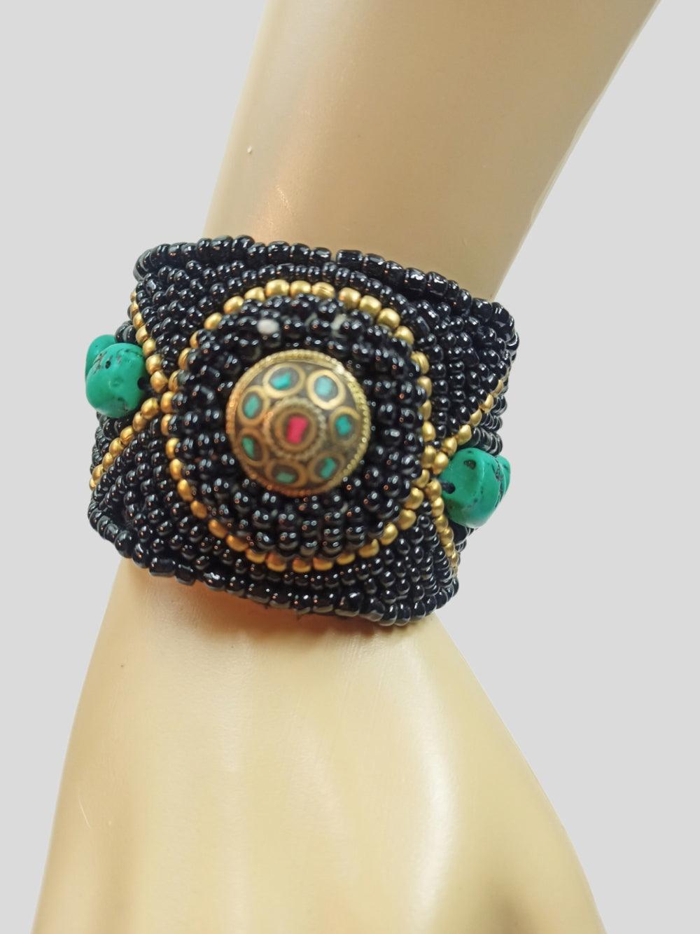 Ladakhi Turquoise Cuff | Stone Bangle | Handmade Bangle - ZANSKAR ARTS