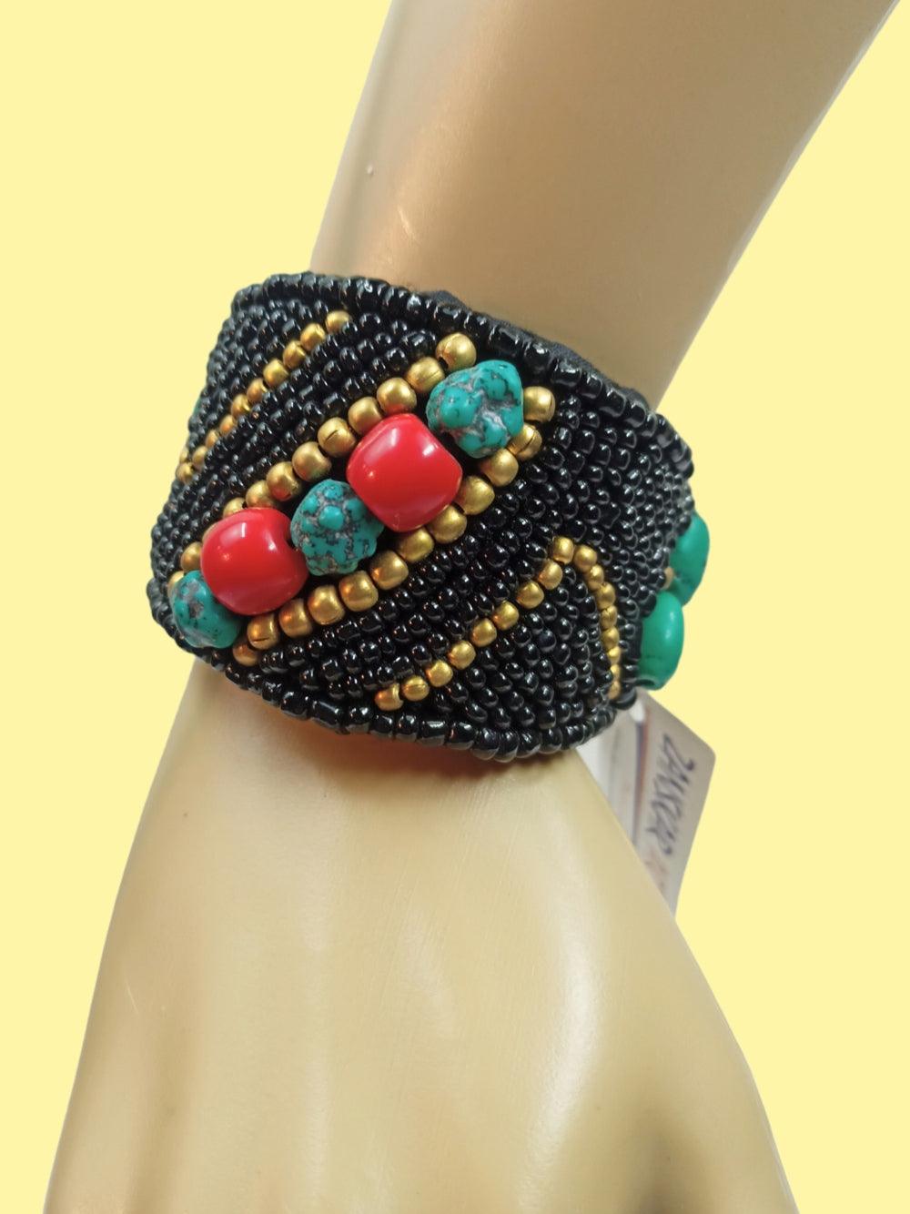 Ladakhi Turquoise Cuff | Stone Bangle | Handmade Bangle - ZANSKAR ARTS