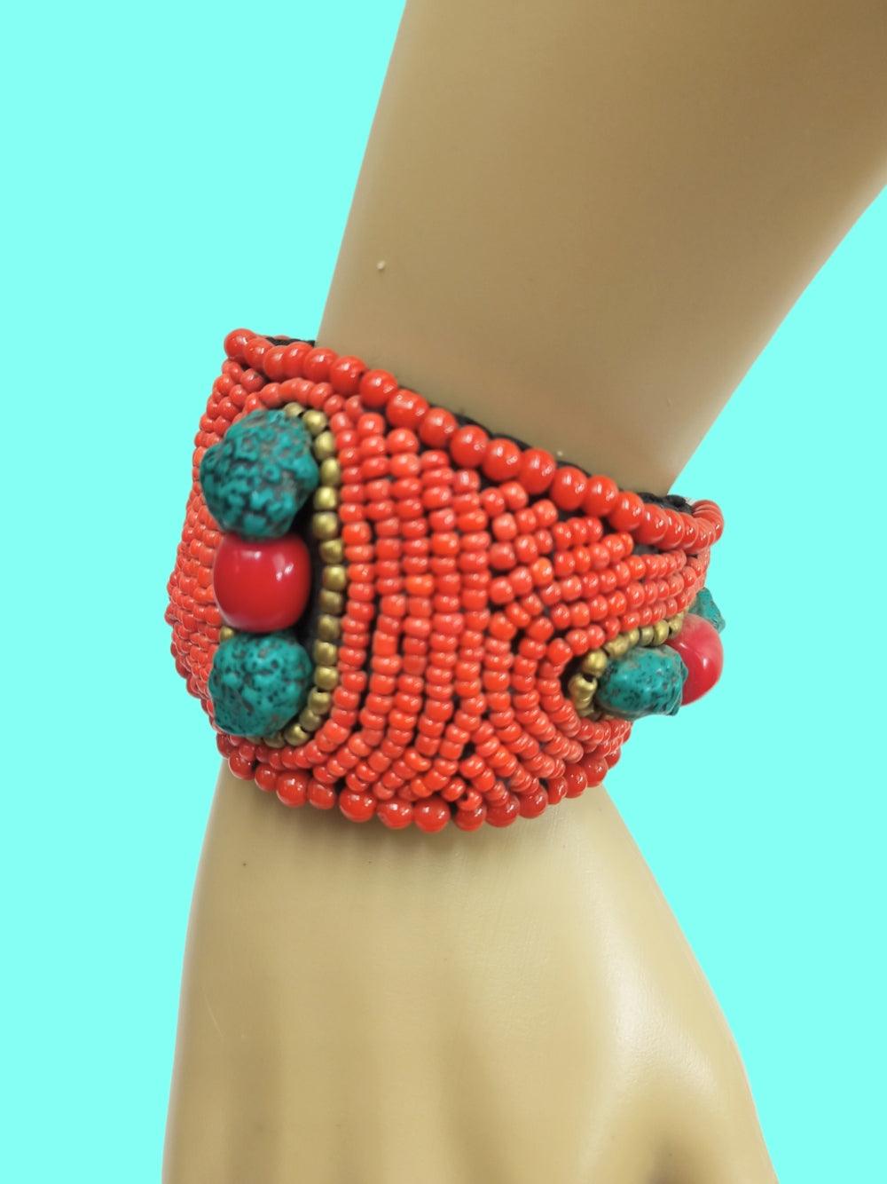 Ladakhi Turquoise Cuff | Stone Bangle | Handmade Bangle - ZANSKAR ARTS