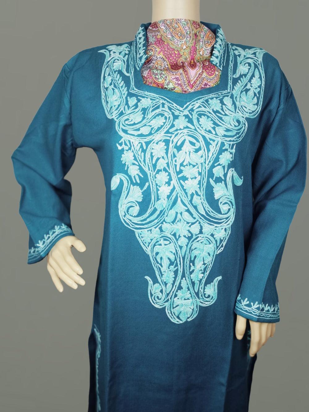 Woollen Long Kurties | Coller V-Neck | XL - ZANSKAR ARTS