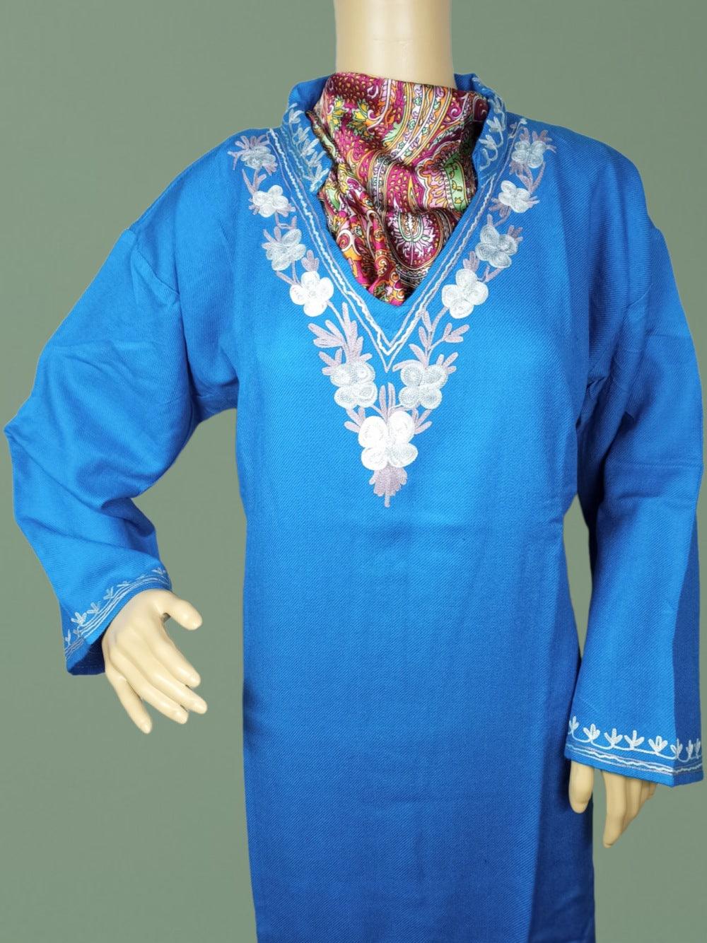 Woollen Long Kurties | Coller V-Neck - ZANSKAR ARTS