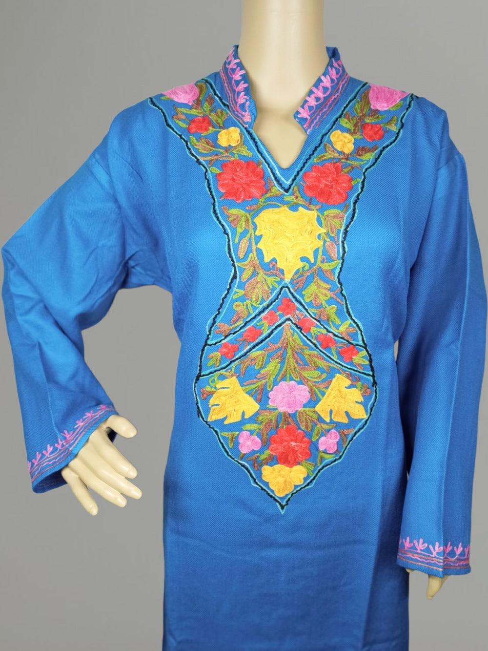 Woollen Long Kurties | Coller V-Neck - ZANSKAR ARTS